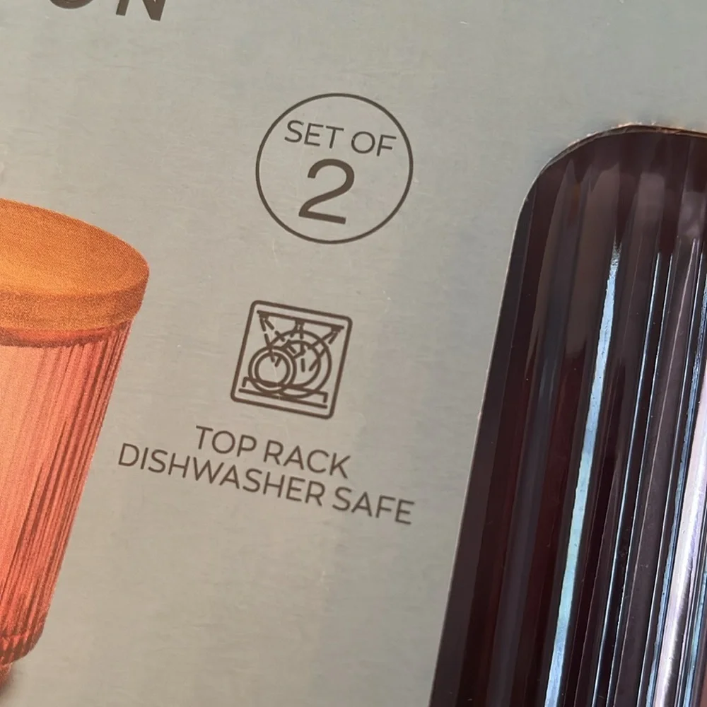 Crofton Glass Coffee Mugs with Bamboo Lid, 10.82 oz. Set of 2, PINK (NEW IN BOX)